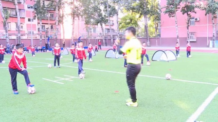 三年级体育《小足球――脚内侧踢球》教学视频-执教杜老师